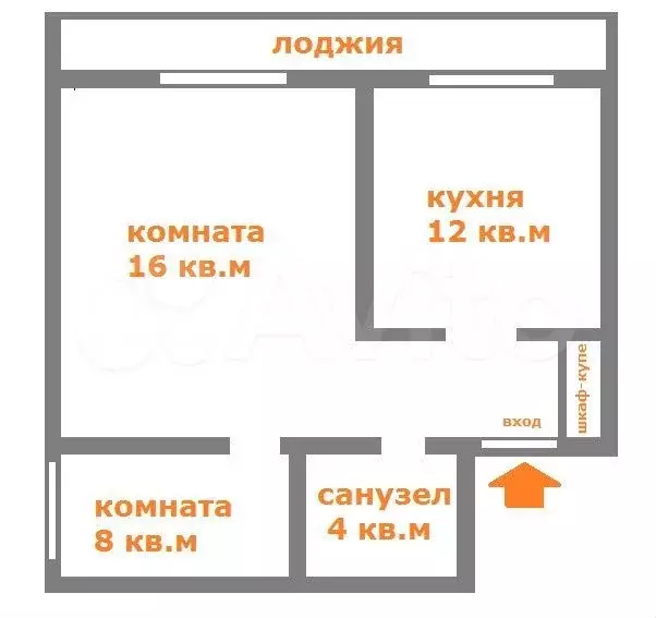 1-к. квартира, 46 м, 2/6 эт. - Фото 0