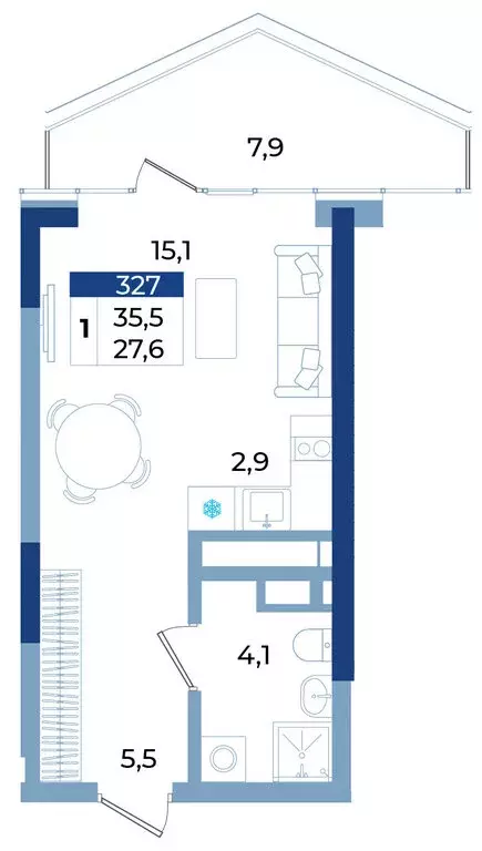 1-комнатная квартира: Алушта, Октябрьская улица, 10 (35.5 м) - Фото 1