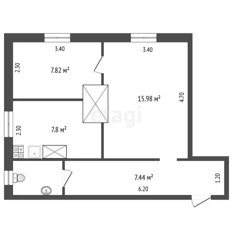 2-комнатная квартира: Великий Устюг, улица Нахимова, 25 (39.5 м) - Фото 0