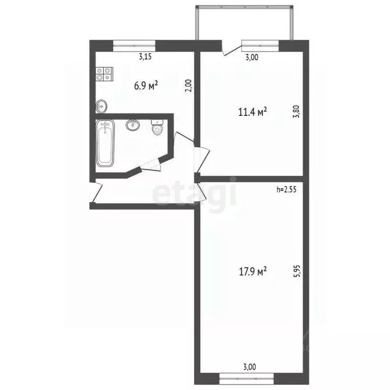 2-к кв. Владимирская область, Ковров Московская ул., 3 (44.1 м) - Фото 1