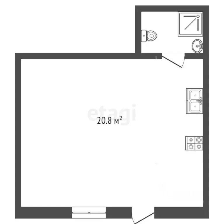 Студия Севастополь с. Орловка, ш. Качинское, 35А (20.8 м) - Фото 1
