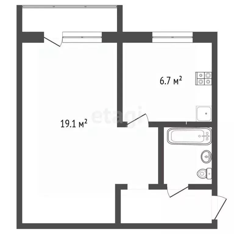 1-к кв. Челябинская область, Челябинск ул. Танкистов, 142А (30.4 м) - Фото 2