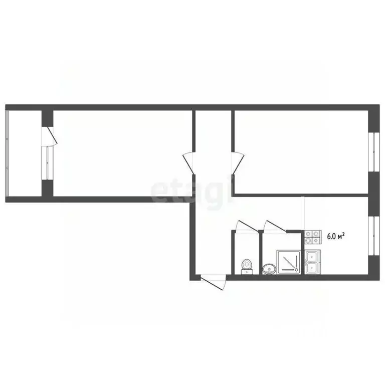 2-к кв. Владимирская область, Муром Пролетарская ул., 35 (46.0 м) - Фото 1