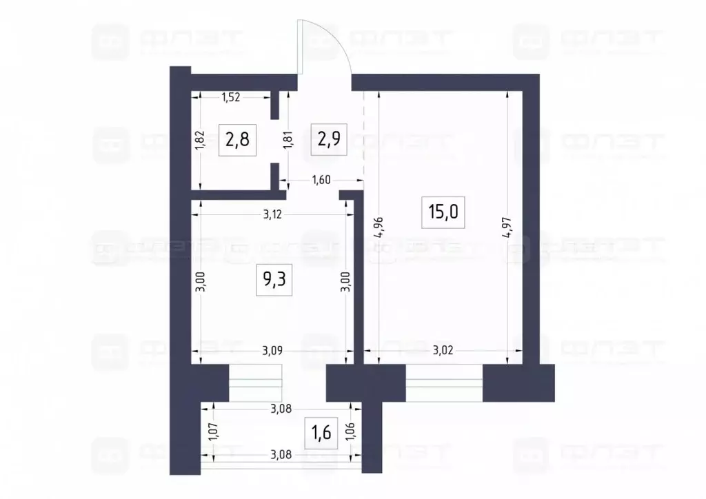 1-к кв. Татарстан, с. Высокая Гора ул. Большая Красная, 50 (31.6 м) - Фото 1