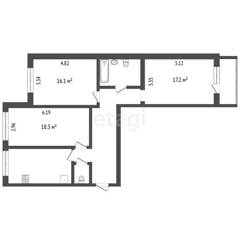 3-комнатная квартира: Ярославль, Тверицкая набережная, 58Ак2 (89.6 м) - Фото 0