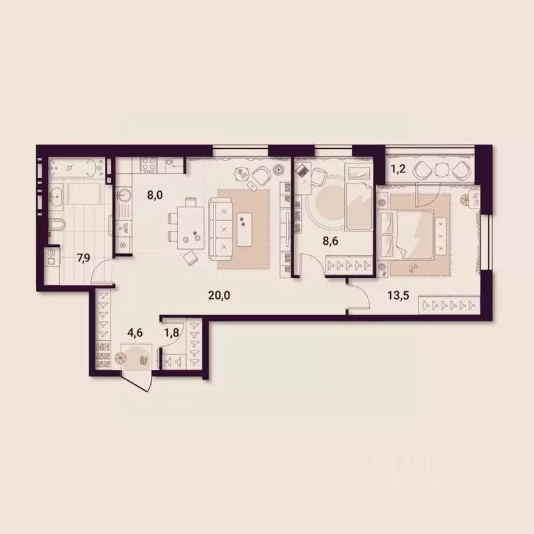 2-к кв. Приморский край, Артем ул. Куйбышева, 11А (65.61 м) - Фото 1