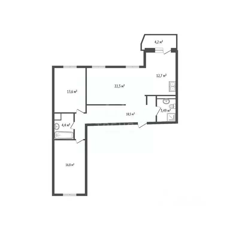 3-к кв. Санкт-Петербург Мебельная ул., 47к1 (92.2 м) - Фото 2