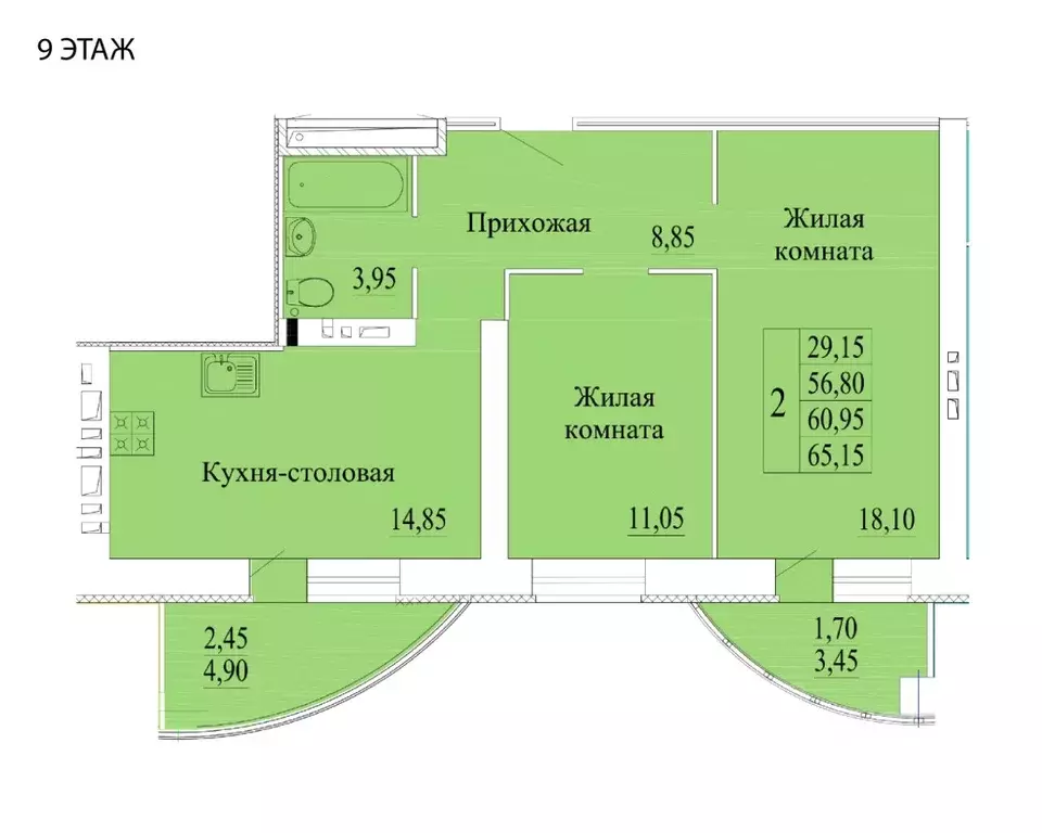 2-к кв. Ивановская область, Иваново Самоцветы мкр, 3 (63.8 м) - Фото 0