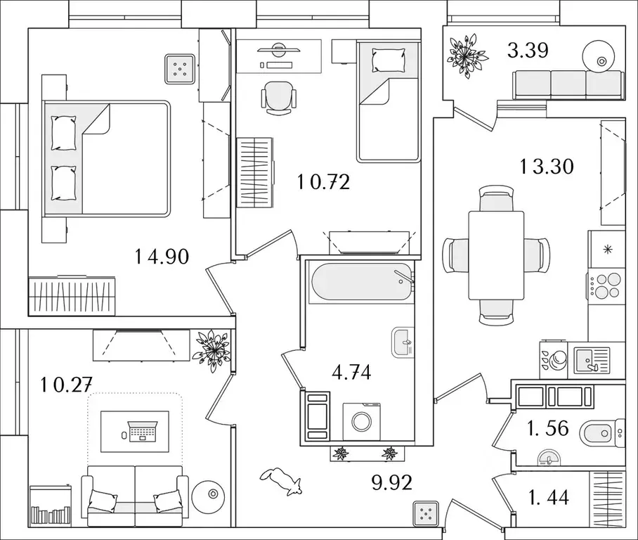 3-к кв. Санкт-Петербург Полюстрово тер.,  (68.55 м) - Фото 0