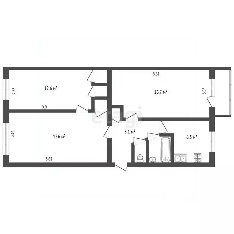 3-к кв. Ярославская область, Ярославль ул. Титова, 16к2 (63.0 м) - Фото 2