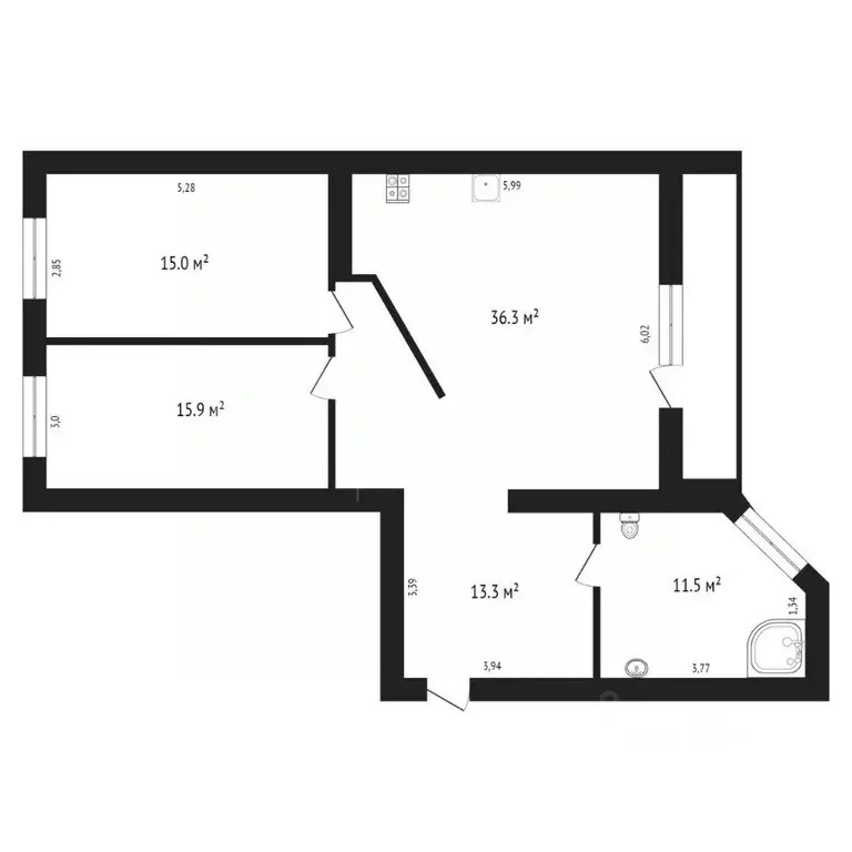 3-к кв. Тюменская область, Тюмень Орловская ул., 52 (92.0 м) - Фото 1