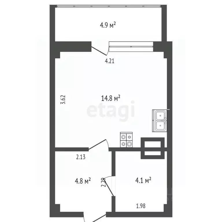 Студия Ростовская область, Ростов-на-Дону ул. Тимофеева, 14к1 (28.2 м) - Фото 2