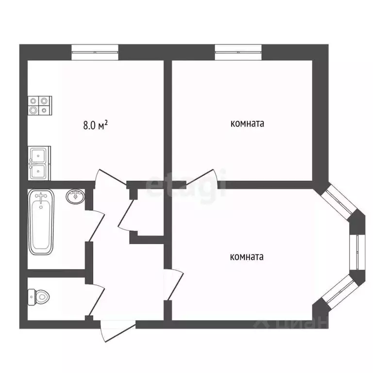 2-к кв. Севастополь ул. Курчатова, 11 (52.4 м) - Фото 2