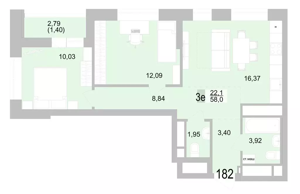 2-комнатная квартира: Екатеринбург, Черкасская улица, 5к1 (58 м) - Фото 0