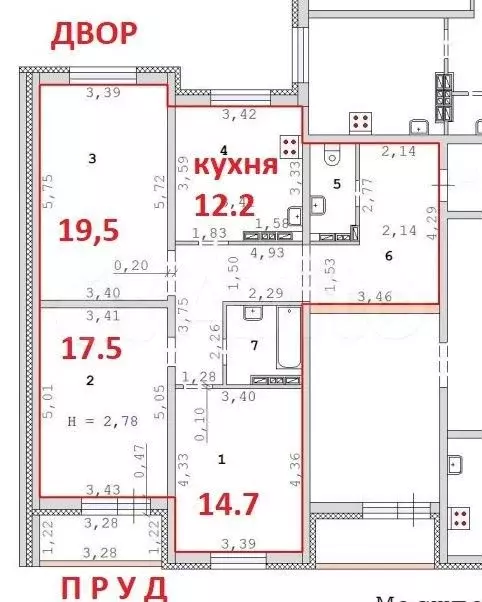 3-к. квартира, 89,6 м, 10/16 эт. - Фото 0