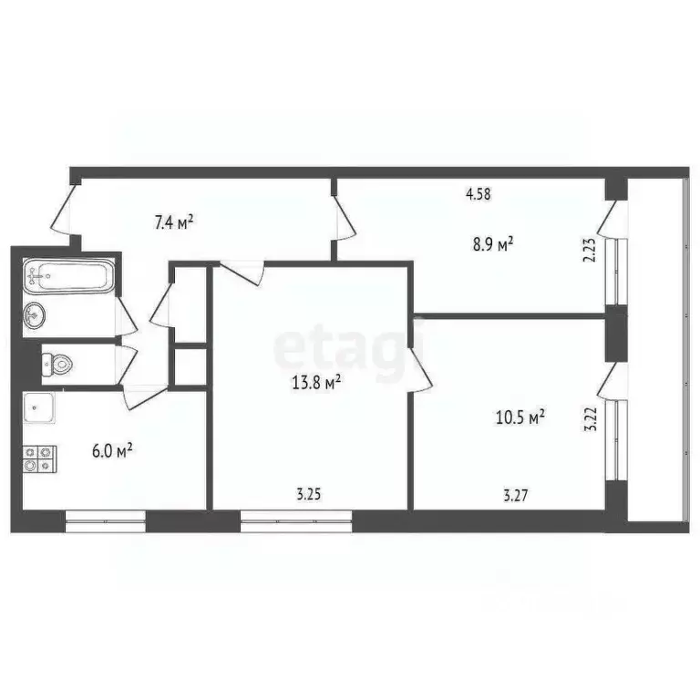 3-к кв. Москва Матвеевская ул., 10К5 (56.0 м) - Фото 1