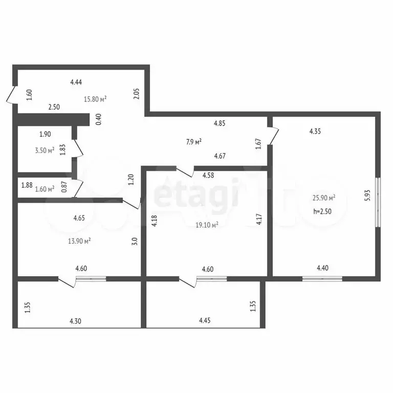 2-к. квартира, 87,7 м, 5/5 эт. - Фото 1