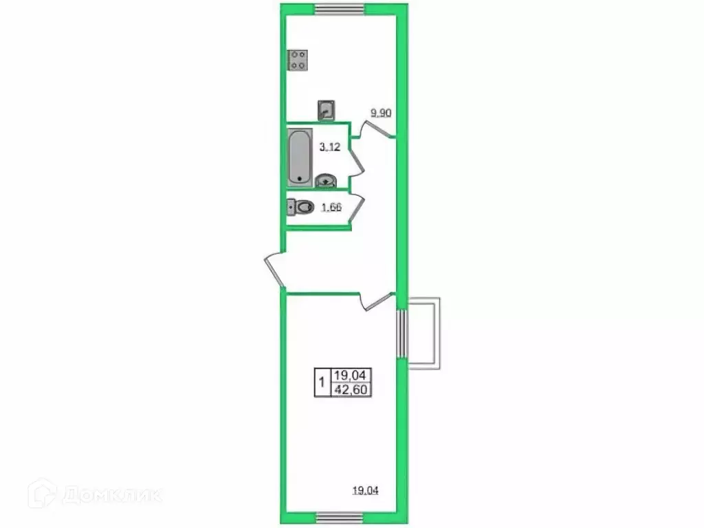 Продаётся 1-к квартира, 43 м - Фото 1