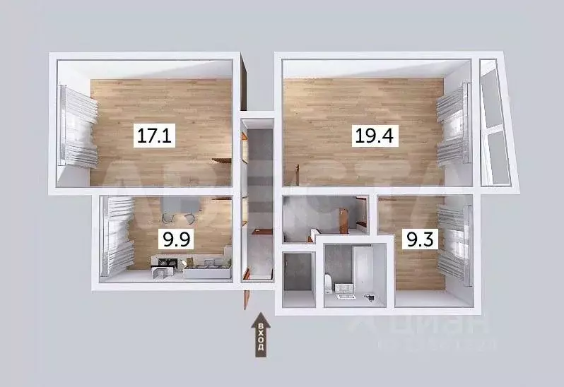 3-к кв. Омская область, Омск ул. Кирова, 18/1 (74.5 м) - Фото 0