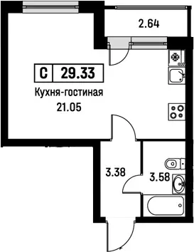 Продаётся квартира-студия, 29.33 м - Фото 1