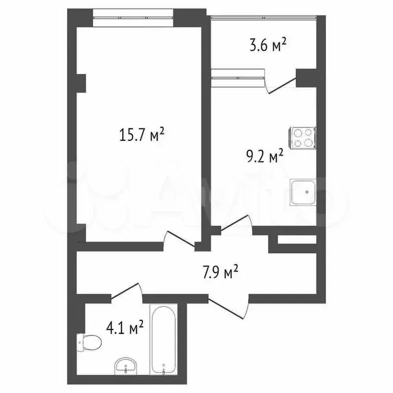 1-к. квартира, 37,1 м, 4/8 эт. - Фото 0
