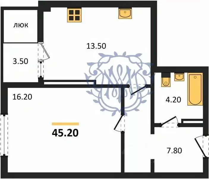 1-к кв. Крым, Симферополь ул. Трубаченко, 21 (45.2 м) - Фото 0