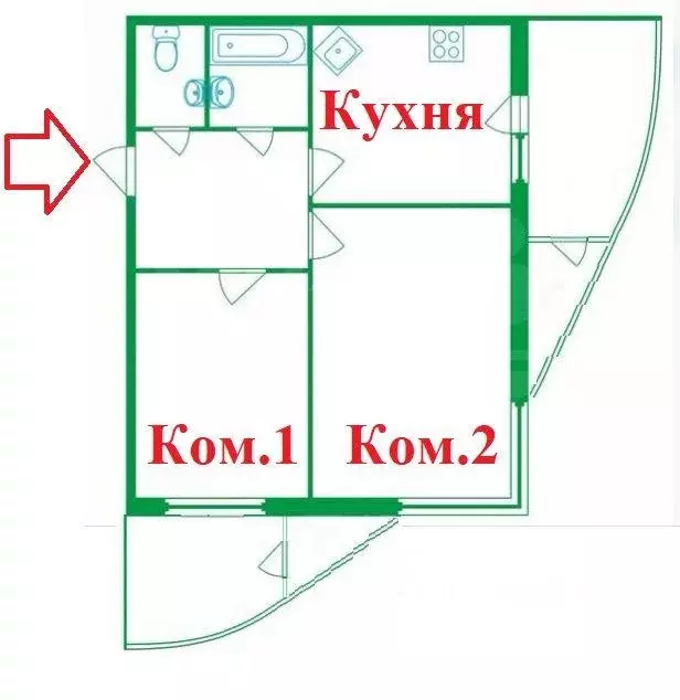 Квартира, 2 комнаты, 71 м - Фото 0