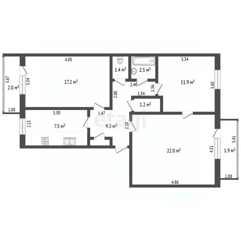 3-к кв. Забайкальский край, Чита ул. Анохина, 4 (73.0 м) - Фото 2