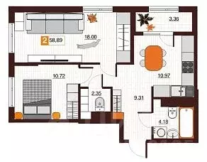 2-к кв. Оренбургская область, Оренбург Северный жилрайон, Фамильные ... - Фото 1