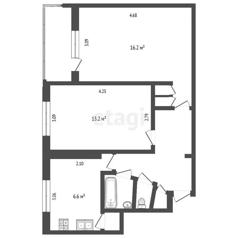 2-комнатная квартира: Клин, улица Карла Маркса, 37 (47.2 м) - Фото 0