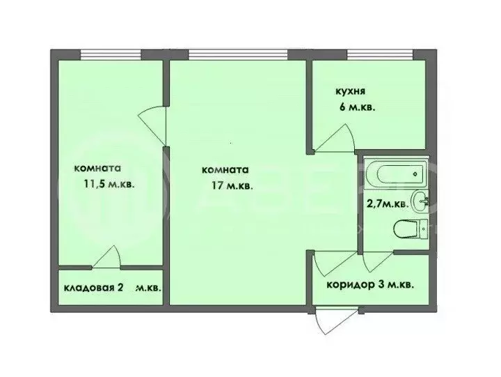 2-комнатная квартира: Муром, Комсомольский переулок, 10 (42.3 м) - Фото 1