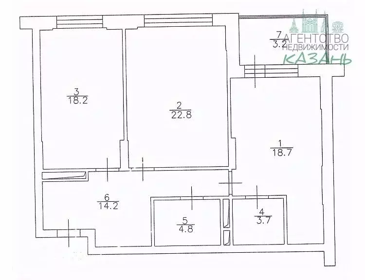 2-к кв. Татарстан, Казань ул. Сибгата Хакима, 51 (85.6 м) - Фото 2