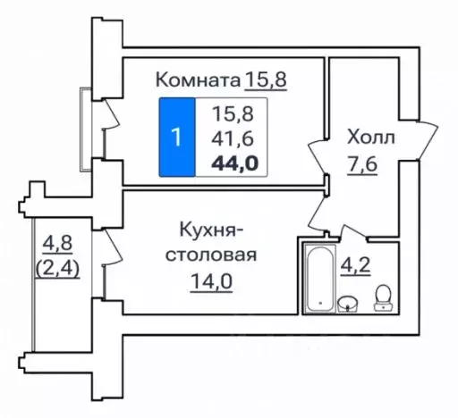 1-к кв. Амурская область, Благовещенск ул. Горького, 205 (44.0 м) - Фото 0