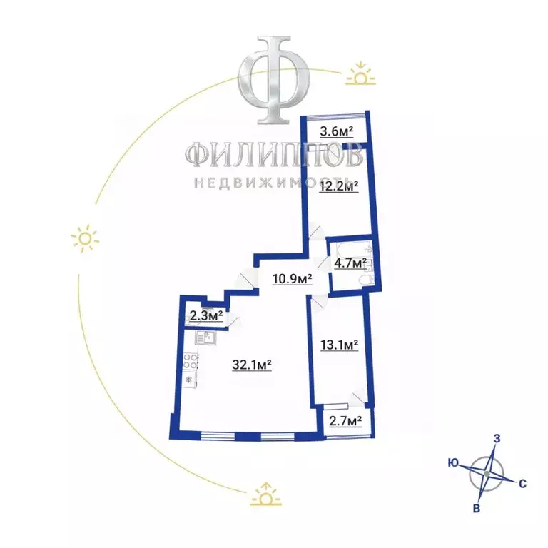 2-к кв. Санкт-Петербург Комендантский просп., 60к1 (79.0 м) - Фото 2