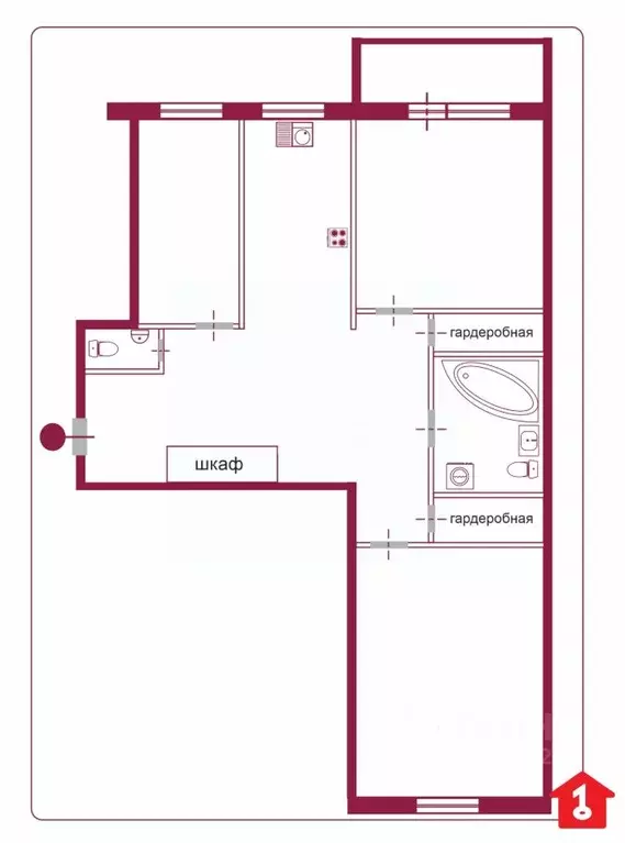 3-к кв. Омская область, Омск ул. Конева, 8к1 (95.5 м) - Фото 1