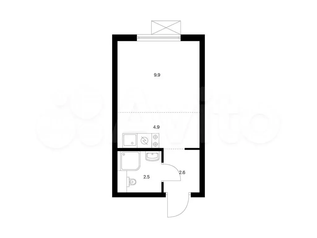 Квартира-студия, 19,9 м, 6/9 эт. - Фото 0