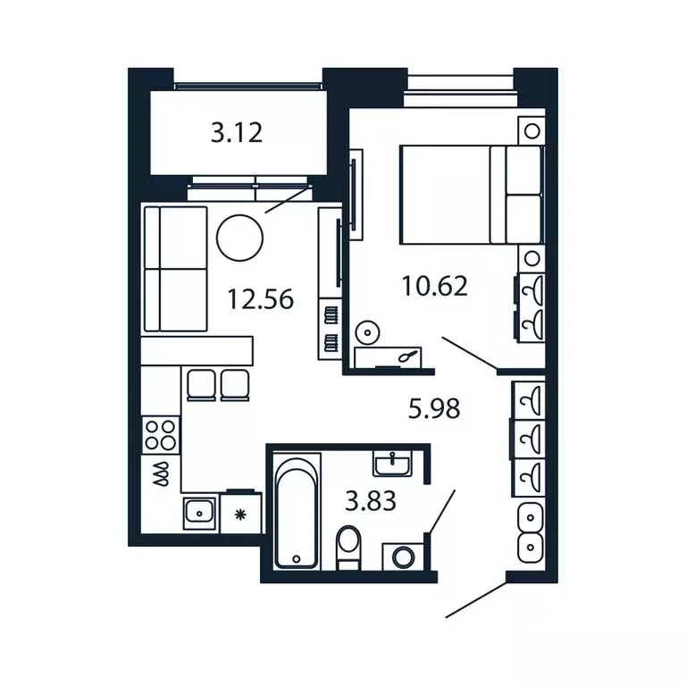 1-комнатная квартира: Новоселье, Центральная улица, 30к2 (32.7 м) - Фото 1