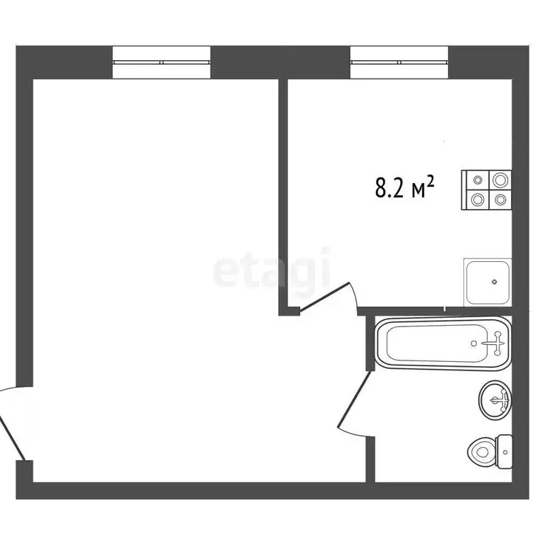 Квартира, 1 комната, 30.6 м - Фото 1