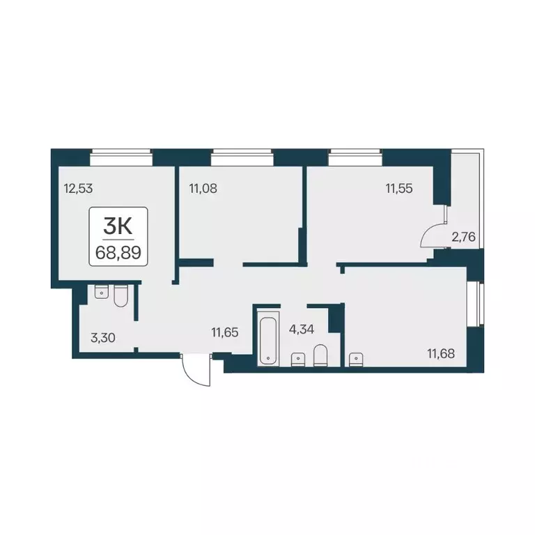 3-к кв. Новосибирская область, Новосибирск Игарская ул., 33 (68.89 м) - Фото 0