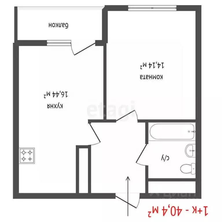 1-к кв. Свердловская область, Екатеринбург ул. Чайковского, 80/1 (40.0 ... - Фото 2