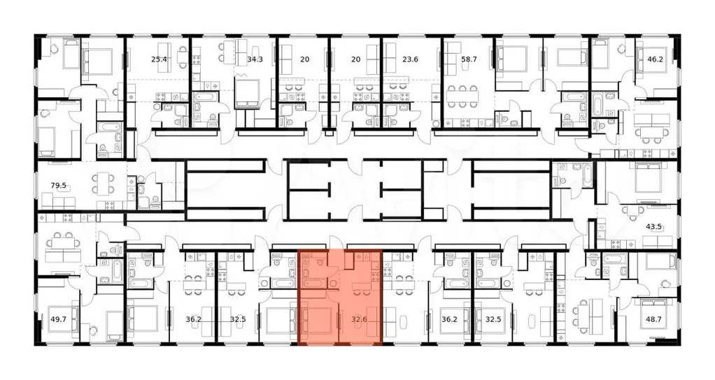 1-к. квартира, 32,6м, 17/25эт. - Фото 1