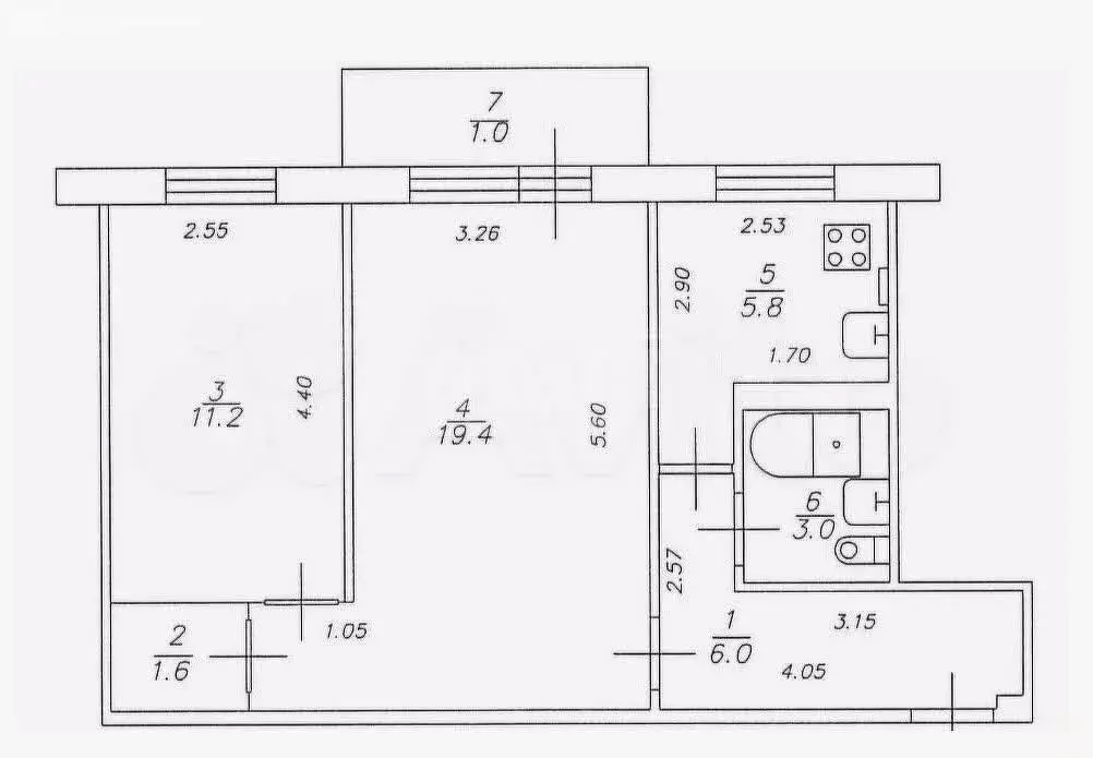 2-комнатная квартира: Казань, улица Карбышева, 13А (47 м) - Фото 1