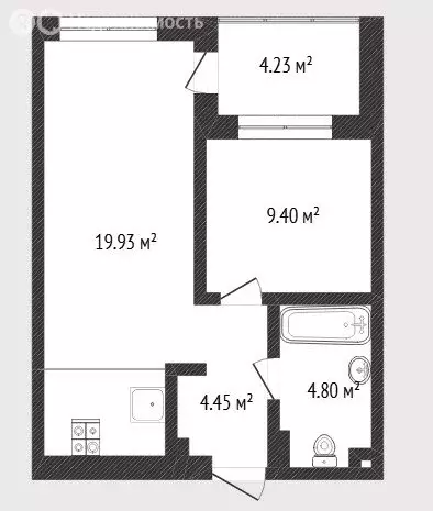 1-комнатная квартира: Тюмень, Краснооктябрьская улица, 6 (39.1 м) - Фото 0
