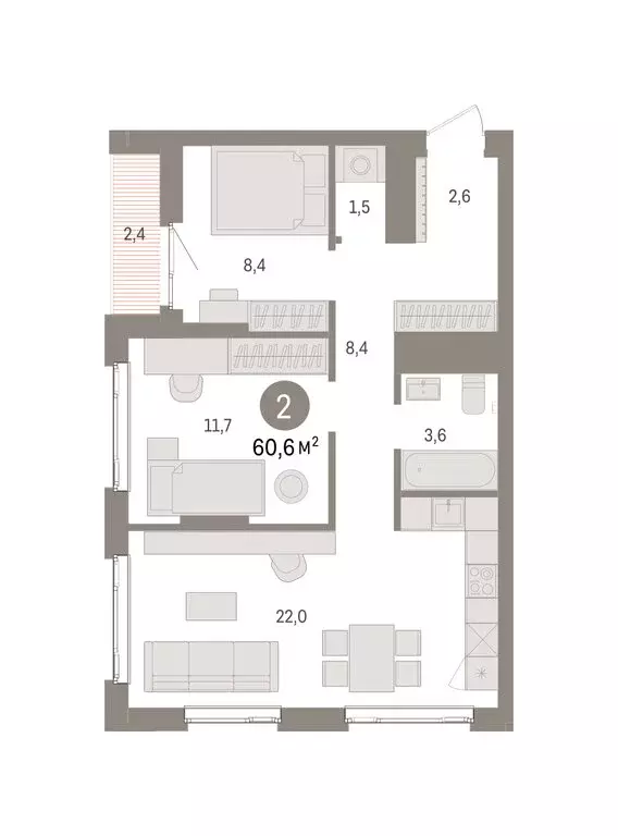 2-комнатная квартира: Екатеринбург, жилой район Сортировочный, ... - Фото 2