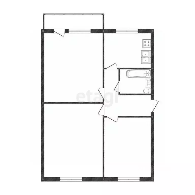 3-к кв. Костромская область, Кострома ул. Нижняя Дебря, 55 (56.0 м) - Фото 2