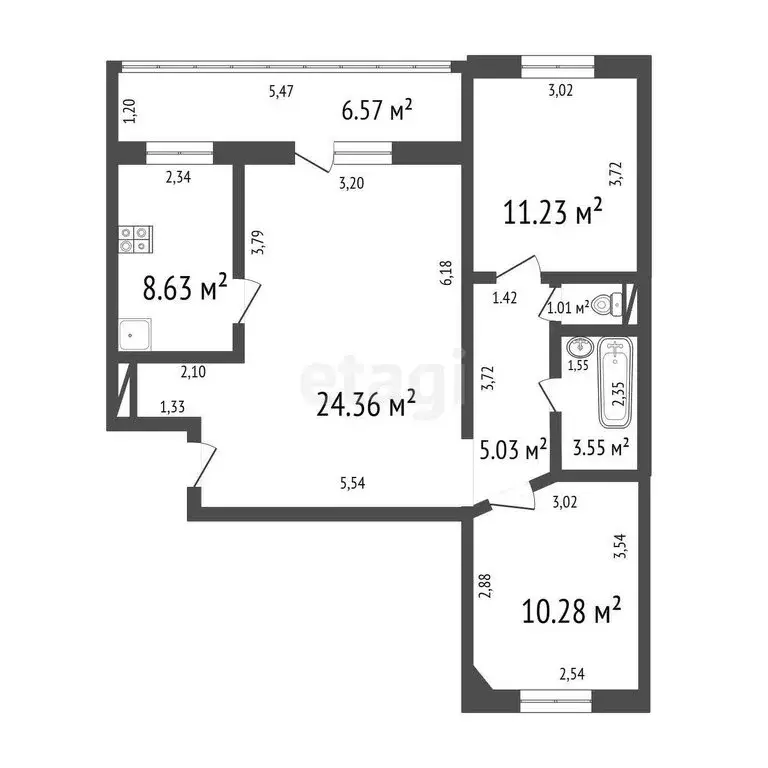 3-комнатная квартира: Ульяновск, улица Репина, 45 (64.1 м) - Фото 0