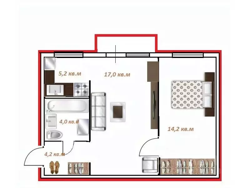2-к кв. Санкт-Петербург ул. Ленсовета, 45 (44.6 м) - Фото 2