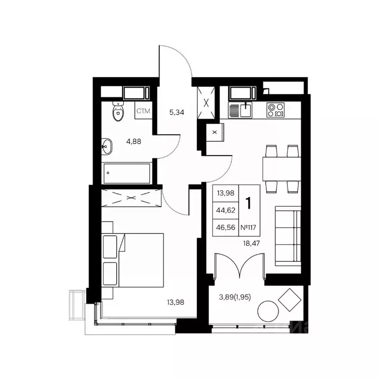 1-к кв. Калужская область, Обнинск Заовражье жилрайон, Новый город ... - Фото 1