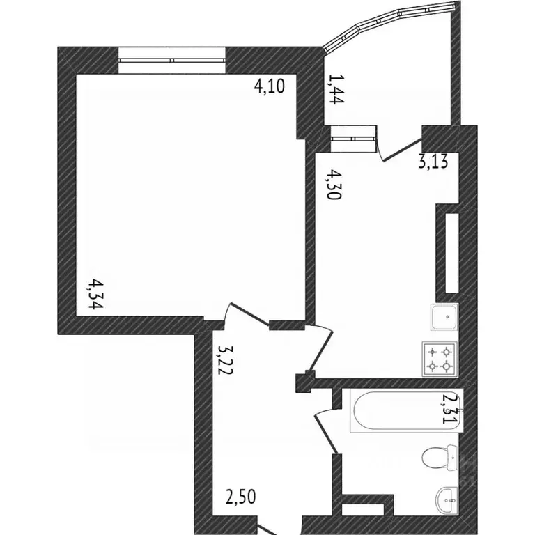 1-к кв. Омская область, Омск ул. 9-я Линия, 193 (44.6 м) - Фото 1