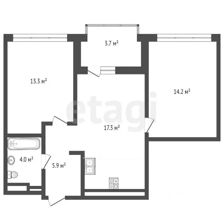 2-к кв. Тюменская область, Тюмень Профсоюзная ул., 6к1 (55.3 м) - Фото 0